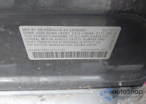 2010 Volkswagen Cc Sport из США, поврежденный, VIN WVWMP7AN3AE554346